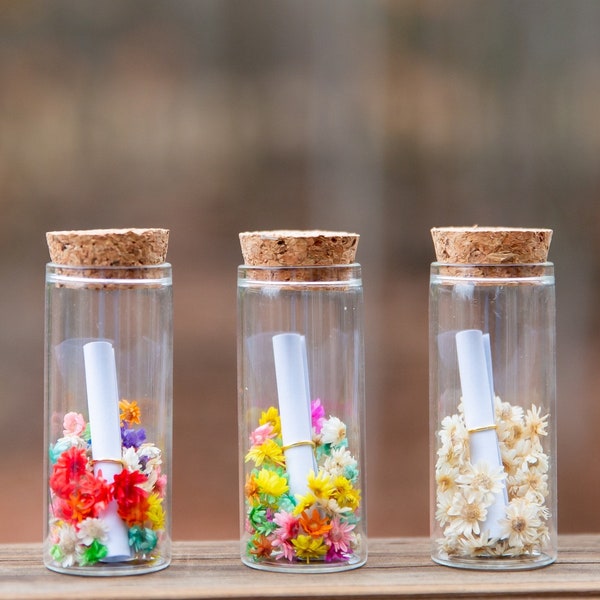 Dried Flowers Message in a Bottle, Anniversary/Valentines/Birthday/Mother’s Day Gift for Her/Him