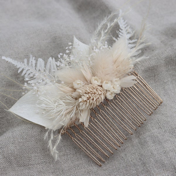 Dried Flower Wedding Hair Comb/ Luxe Bridal Hair Piece/ Bridal Hair Accessory/ Dried Floral Wedding Hair Clip