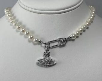 Silver Vivienne Westwood Lucrece Pearl Pin Necklace - Etsy