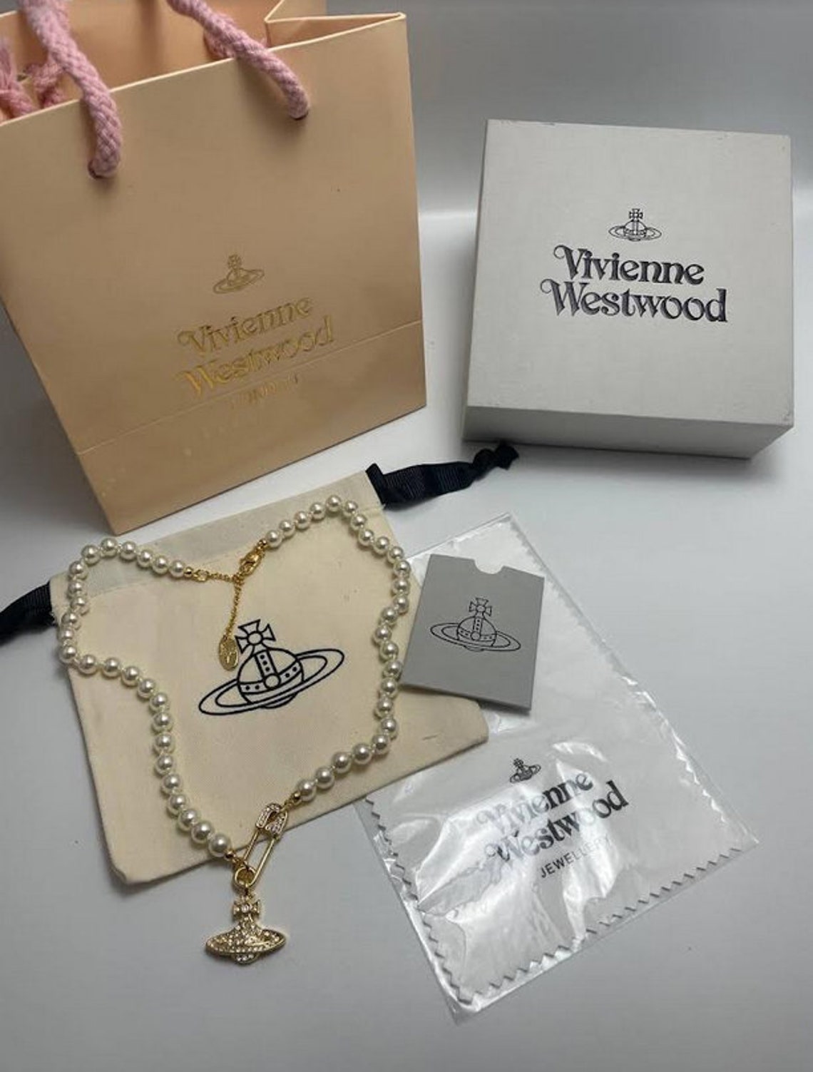 New in Box Vivienne Westwood Gold Lucrece Pearl Pin Necklace - Etsy