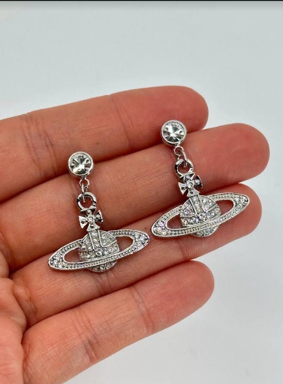 In Box Vivienne Westwood Silver Orb Earrings With Diamond - Etsy