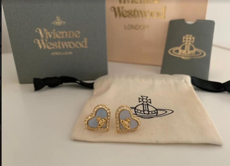 New in Box Vivienne Westwood Gold Stud Heart Earrings - Etsy