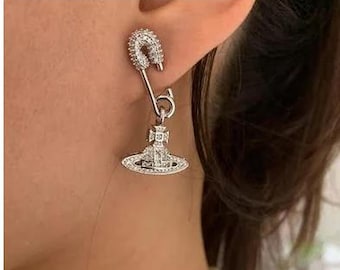 In Box Vivienne Westwood Silver Orb Pin Earrings