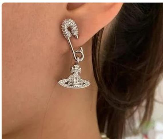 In Box Vivienne Westwood Silver Orb Pin Earrings