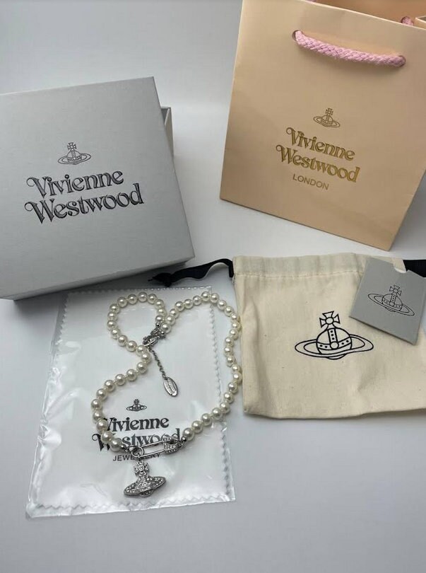 New in Box Vivienne Westwood Silver Lucrece Pearl Pin Necklace - Etsy