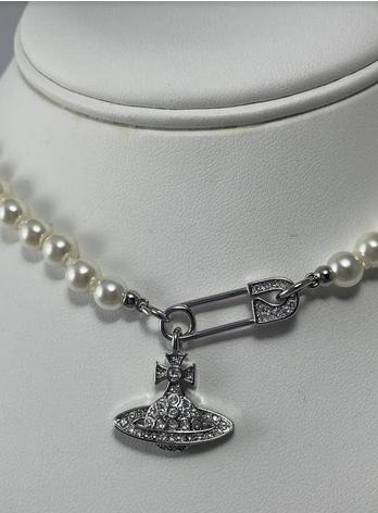Vivienne Westwood Pearl Necklace Lucrece Silver - Etsy