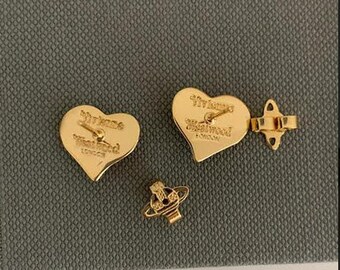 In Box Vivienne Westwood Gold Stud Heart Earrings - Etsy