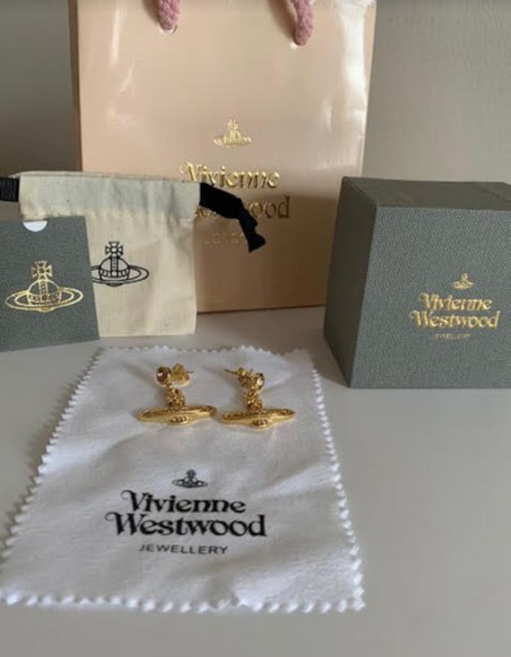 In Box Vivienne Westwood Gold Orb Earrings With Diamond - Etsy Canada