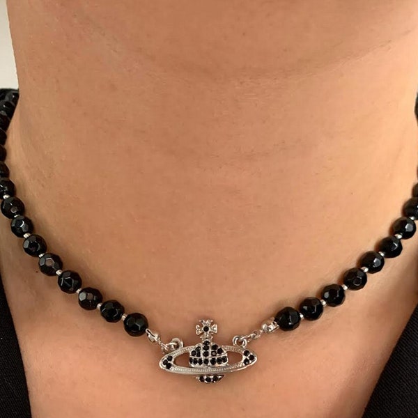 New In Box Vivienne Westwood Black Pearl Choker Necklace