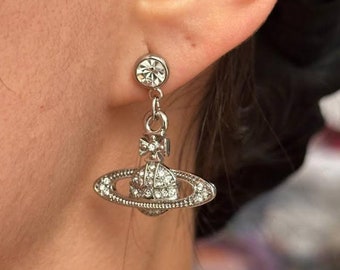 In Box Vivienne Westwood Silver Orb Earrings With Diamond - Etsy