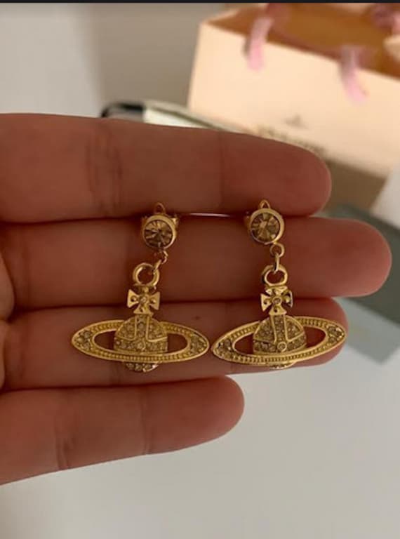 In Box Vivienne Westwood Gold Orb Earrings With Diamond - Etsy Canada