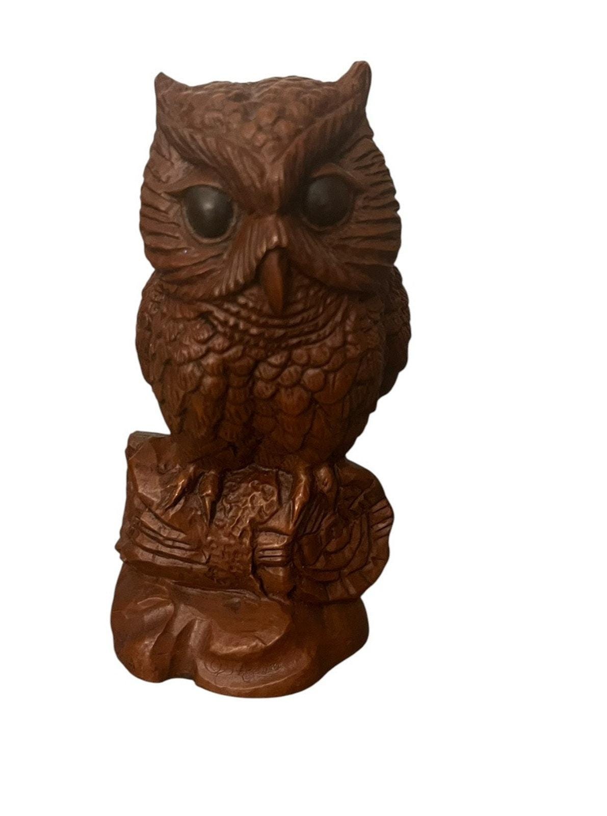 パルフェ品 VTG Horned Owl Resin Figurine Handcrafted in U.S.A. Red Mill