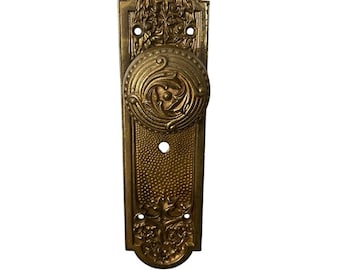 Antique Cast Bronze Brass Door Plate & Knob Decorative Elements #0107F