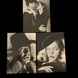 Lot de cartes postales N&B VTG Humphrey Bogart Lauren Bacall Les stars de cinéma hollywoodiennes des années 40 50