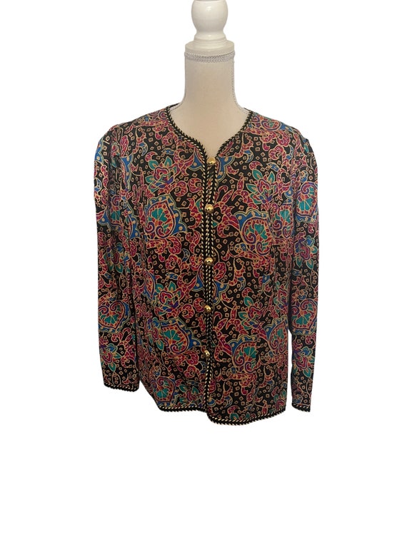 VTG Maggy London 100% Silk Paisley Shirt/Blazer Sz