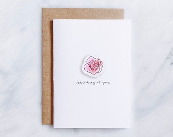 Peony Card • Watercolor Card • Floral Card • Thinking of You Card • Blank Card • Well Wishes Card