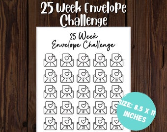25 Week Envelope Savings Challenge | Envelope Savings Tracker | Letter Size | Save 325 | Low Income | High Income