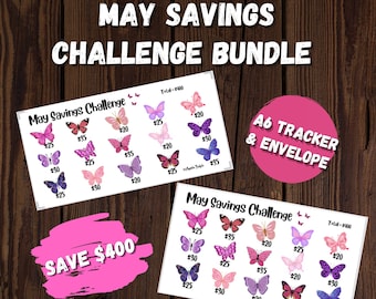 Butterfly May Savings Challenge | A6 Cash Envelope and Tracker (Digital Download)