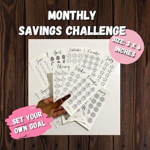 Monthly Savings Challenge | Set Your Own Goal | Mini Tracker for Cash Budgeting | Savings Tracker | A6 Size | Low Income | High Income