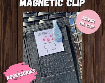 Pince magnétique argentée | Trombone à paillettes | Cadeaux pour elle | Accessoires pour agenda | Accessoires pour classeur de budget
