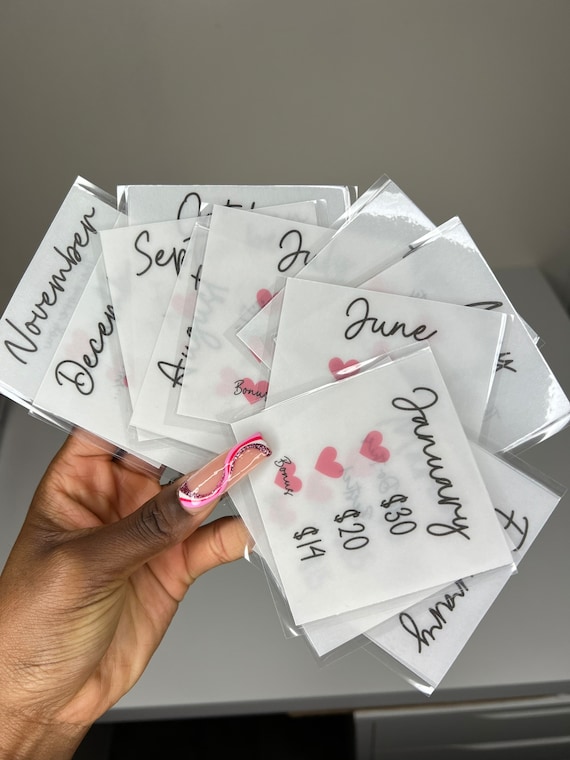 Monthly Savings Challenge Box | Acrylic Box, Laminated Envelopes