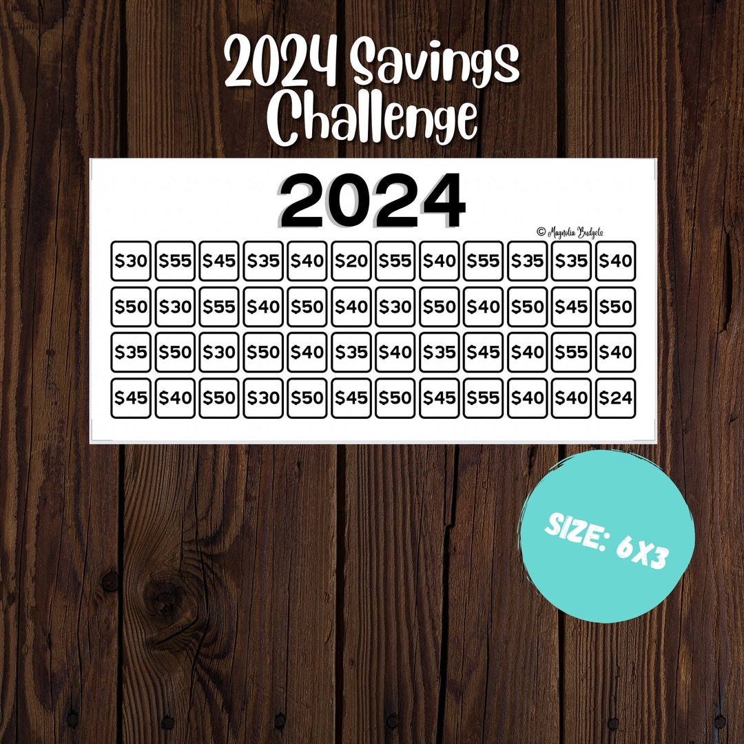 2024 Savings Challenge Savings Tracker A6 Size Save 2024 Dollars Low