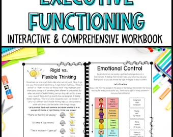 Executive Functioning & Emotional Regulation Worksheets – Counseling Activities for Kids – Printable SEL Workbook PDF Coping Skills Lesson