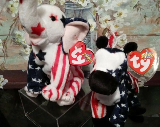 Ty Beanie Babies Lefty and Righty 2000 Election Patriotic Etsy