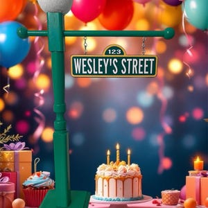 Lamp Post street sign 21 inch Centerpiece