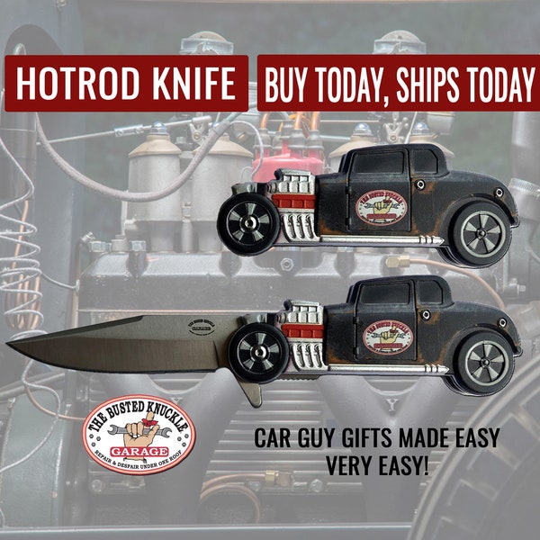 Hotrod Gift | Auto Mechanic Gift | Mechanic Knife | Car Lover Gift | Hotrodder | Busted Knuckle Garage Brand