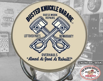 Gift for Mechanic Auto Car Guy Crossed Pistons Barstool by The Busted Knuckle Garage