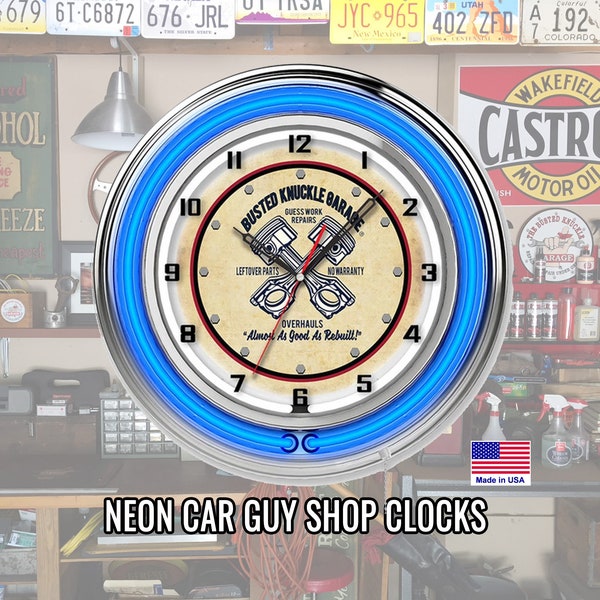 Automotive Neon Clock Etsy