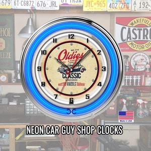 Gift for Auto Mechanic Carguy Automotive Neon Clock for Shop, Den or Garage / The Busted Knuckle Garage
