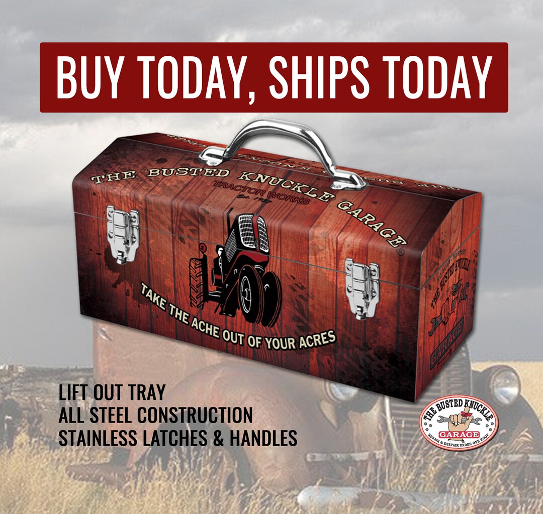 Carguy Farm Tractor Portable Steel Toolbox Busted Knuckle Garage Brand