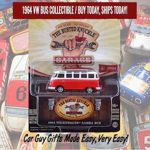 Unique Mechanic Car Guy Gift / 1964 VW BUS Collectible / The Busted Knuckle Garage