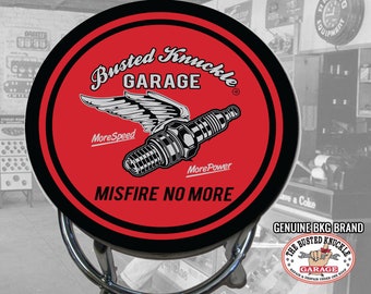 Gift for Mechanic Auto Car Guy Flying Sparkplug Barstool by The Busted Knuckle Garage