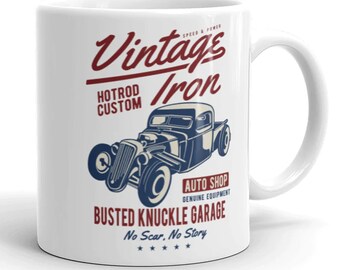 Gift for Auto Mechanic Carguy  Automotive Coffee Mug / Busted Knuckle Garage Brand