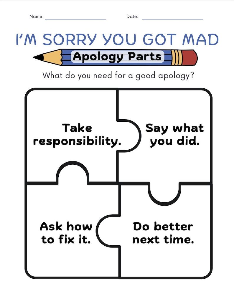 Sorry Activity I'm Sorry You Got Mad Activity Packet | SEL Social Emotional Learning ...