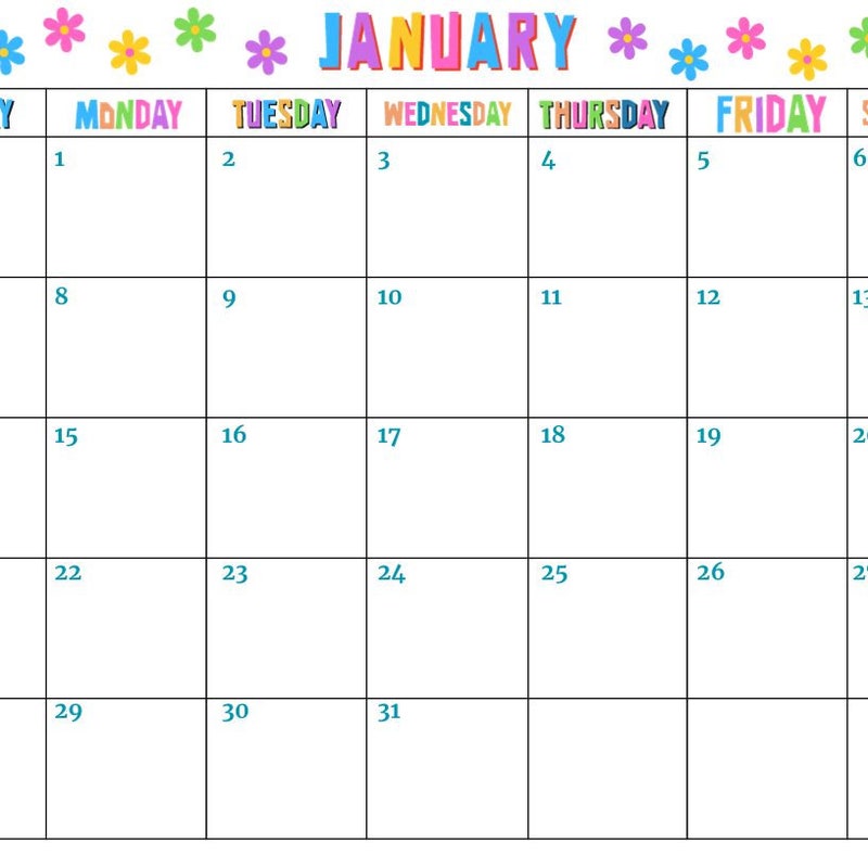 Colorful Calendar - Etsy