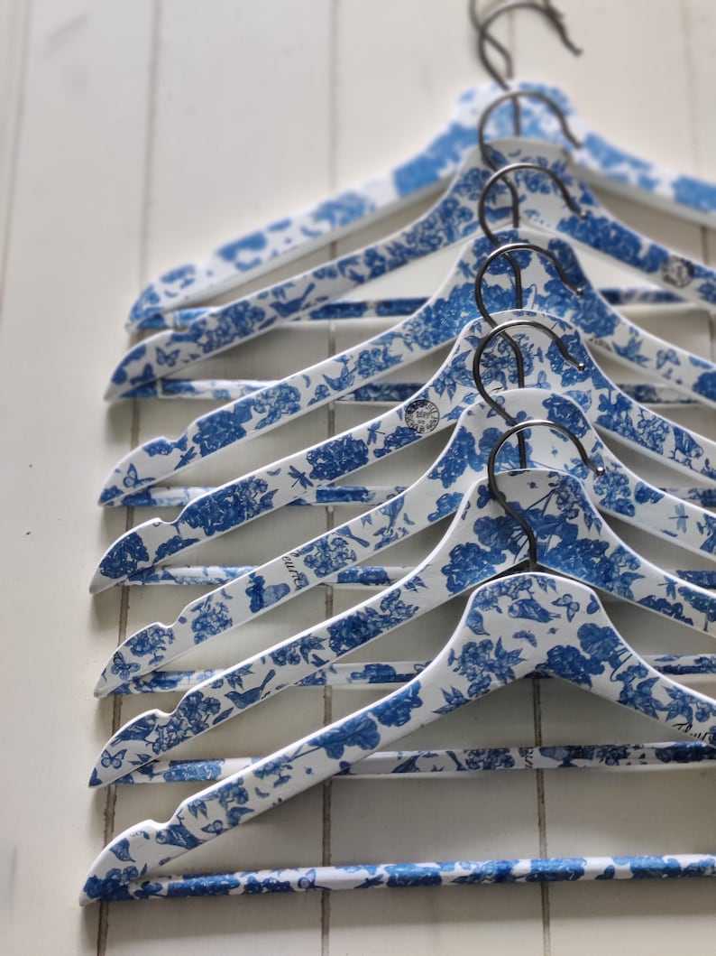 Blue and White Decorative Hangers Etsy