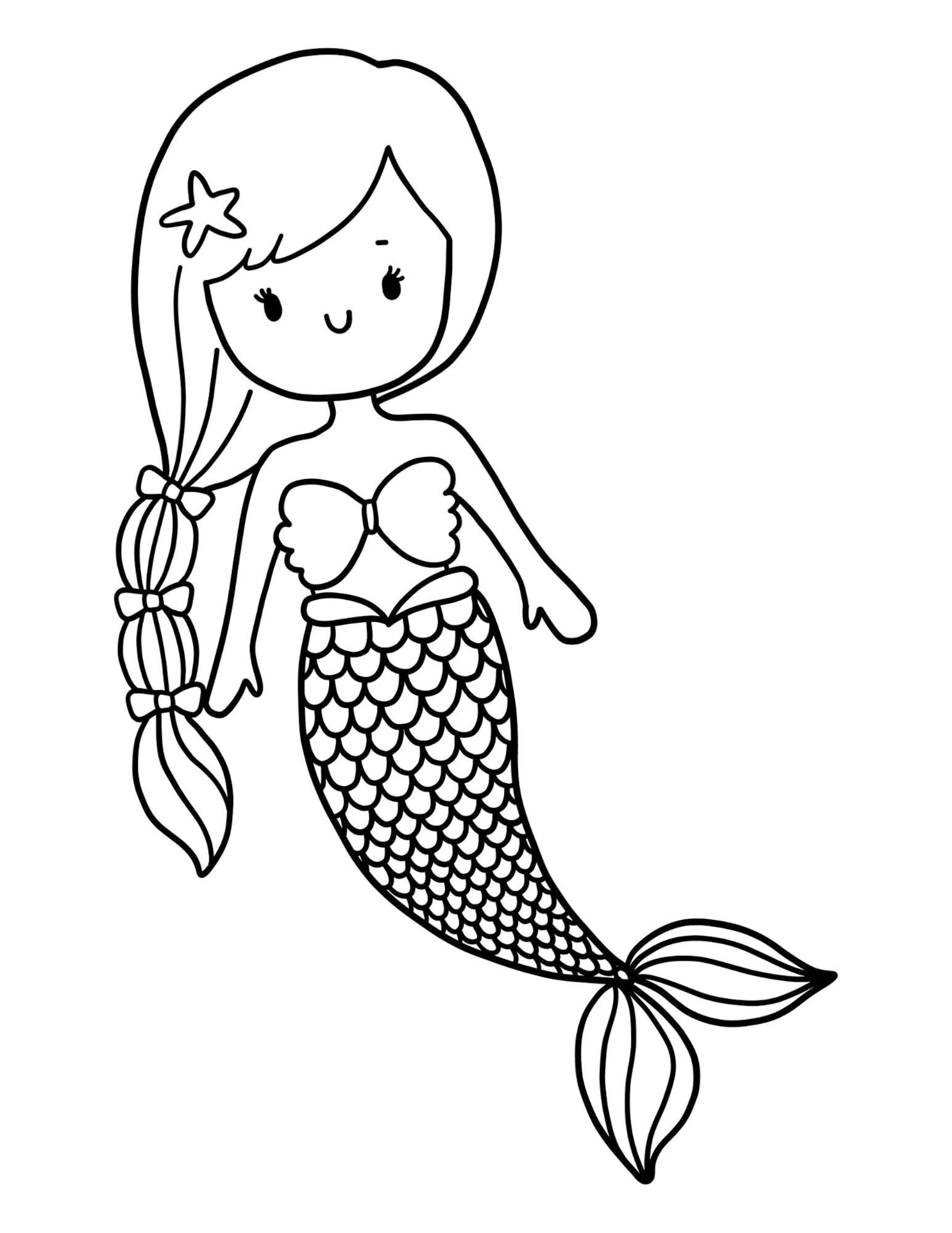 Mermaid Coloring Page - Etsy