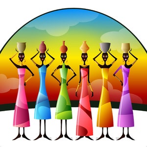 Beautiful African Women - Vessels, Digital Download Print, Wall Decor, Large Printable Art, Downloadable Prints