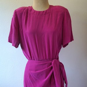 Hi Barbie Hot Pink 1980s Silk Dress image 3