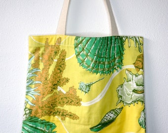 Gorgeous Tote Bag with Vintage Ocean Themed Fabric and inside pocket!