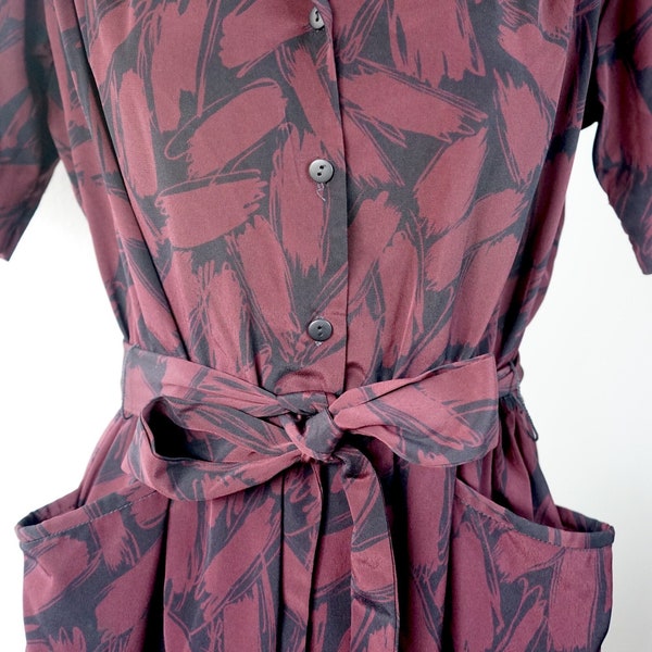 Cool 1980s Maroon Dress with Large Pockets