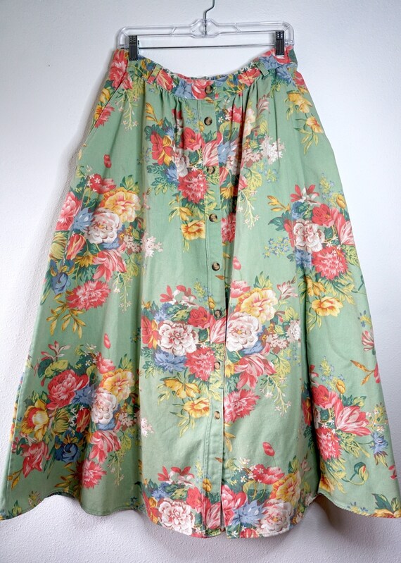 Beautiful Floral Cotton Denim Skirt