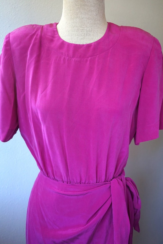 Hi Barbie! Hot Pink 1980s Silk Dress