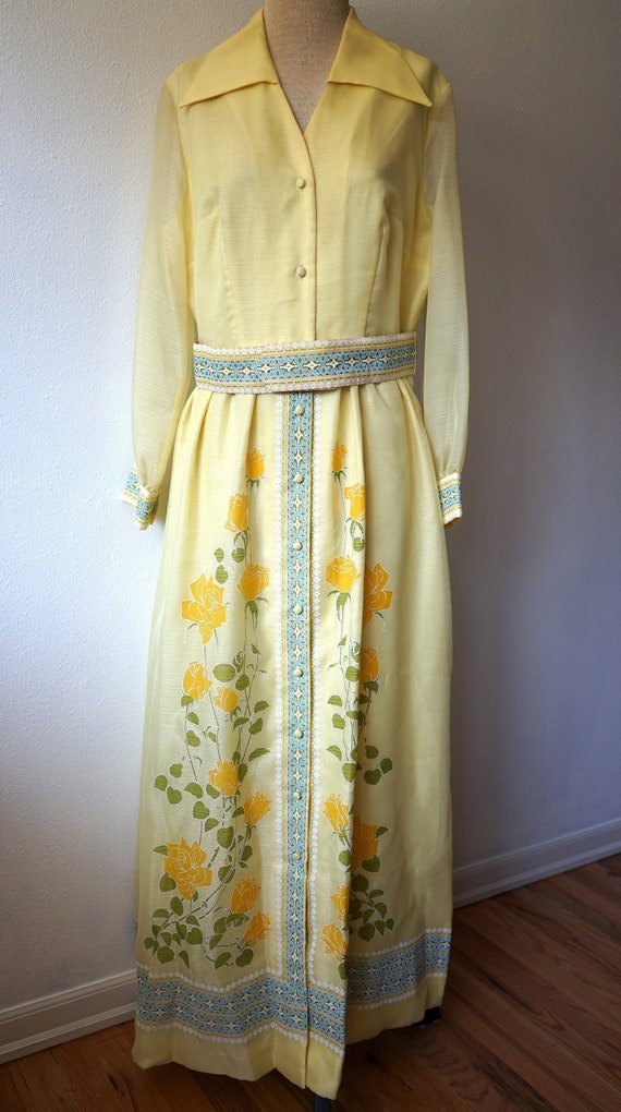 Incredible Vintage 1960s Yellow Maxi Dress
