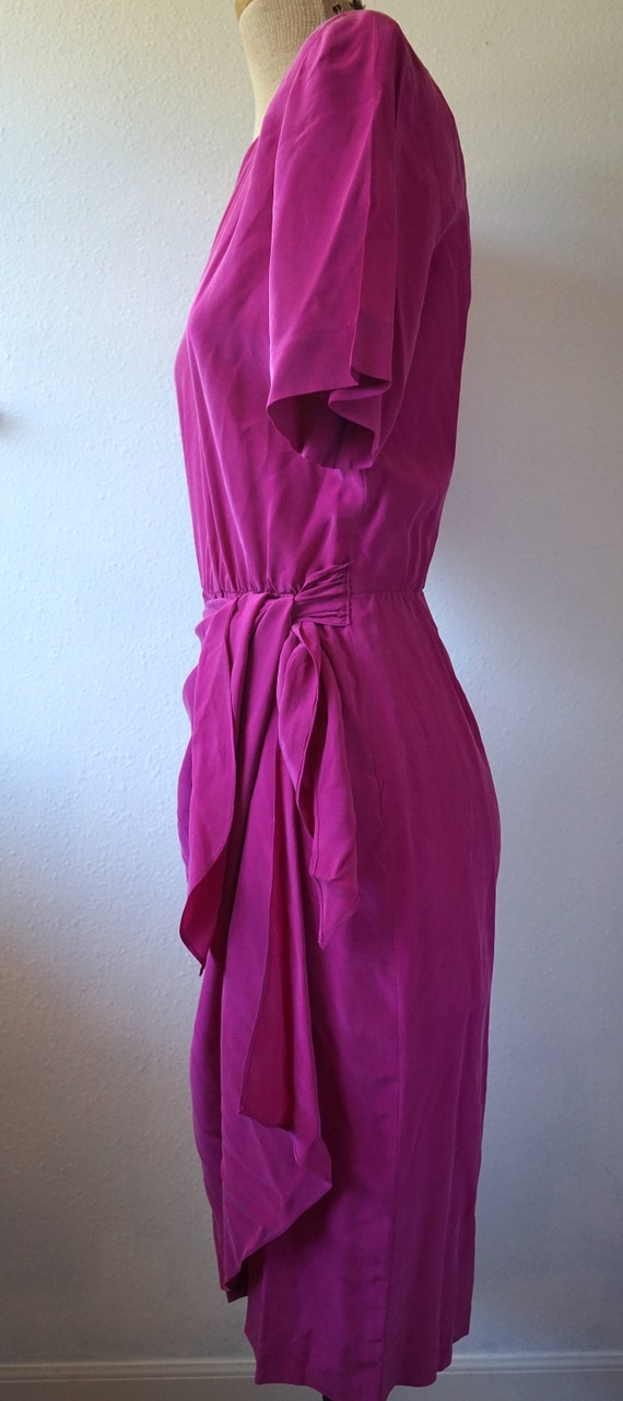 Hi Barbie! Hot Pink 1980s Silk Dress - image 4