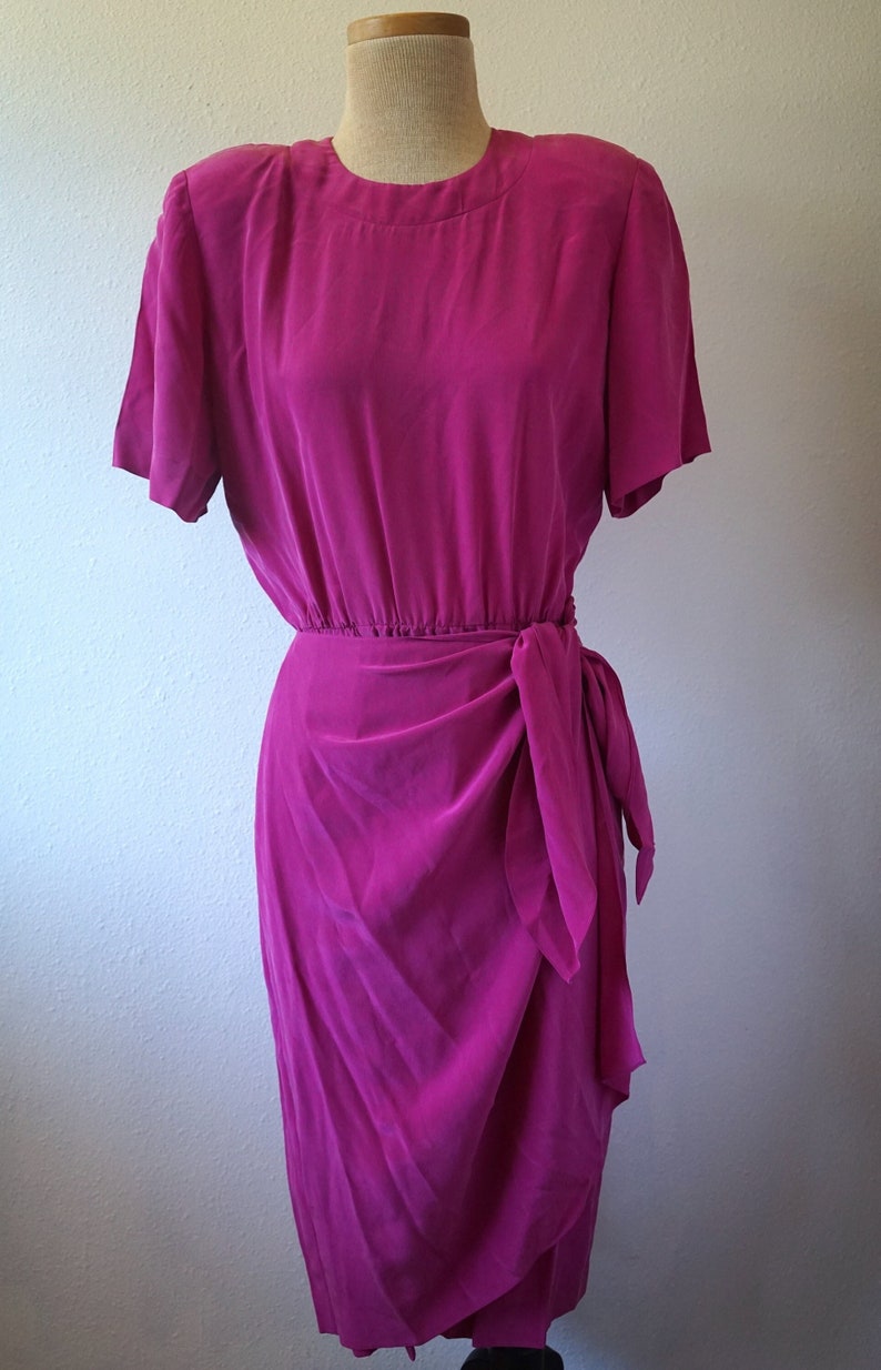 Hi Barbie Hot Pink 1980s Silk Dress image 3